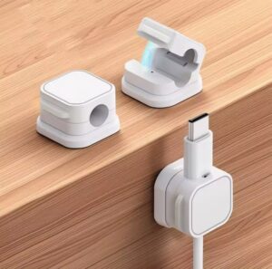 Pack de 4 Clips de Câble Magnétiques – Organisateur Adhésif Réglable pour Bureau