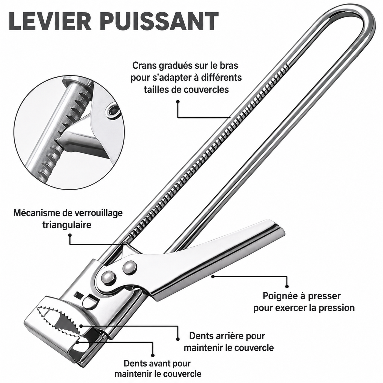 Ouvre-Bouteille & Pots Multifonction Réglable – Acier Inoxydable – Image 2