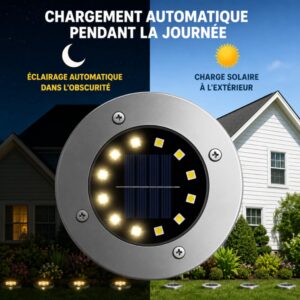 Pack de 4 Projecteurs Solaire LED 8W – Éclairage Extérieur Décoratif pour Jardin et Terrasse (Kinshasa)