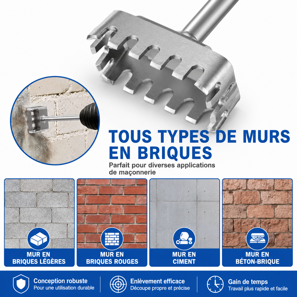 Ouvre-Trou Carré SDS Plus pour Béton & Brique – Perçage Rapide pour Boîtes Électriques 86mm