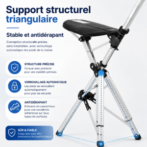 Canne Siège Pliante en Alliage d’Aluminium 110KG – Chaise de Pêche