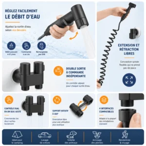 Kit Bidet Eau Chaude & Froide – Douchette Hygiénique Extensible