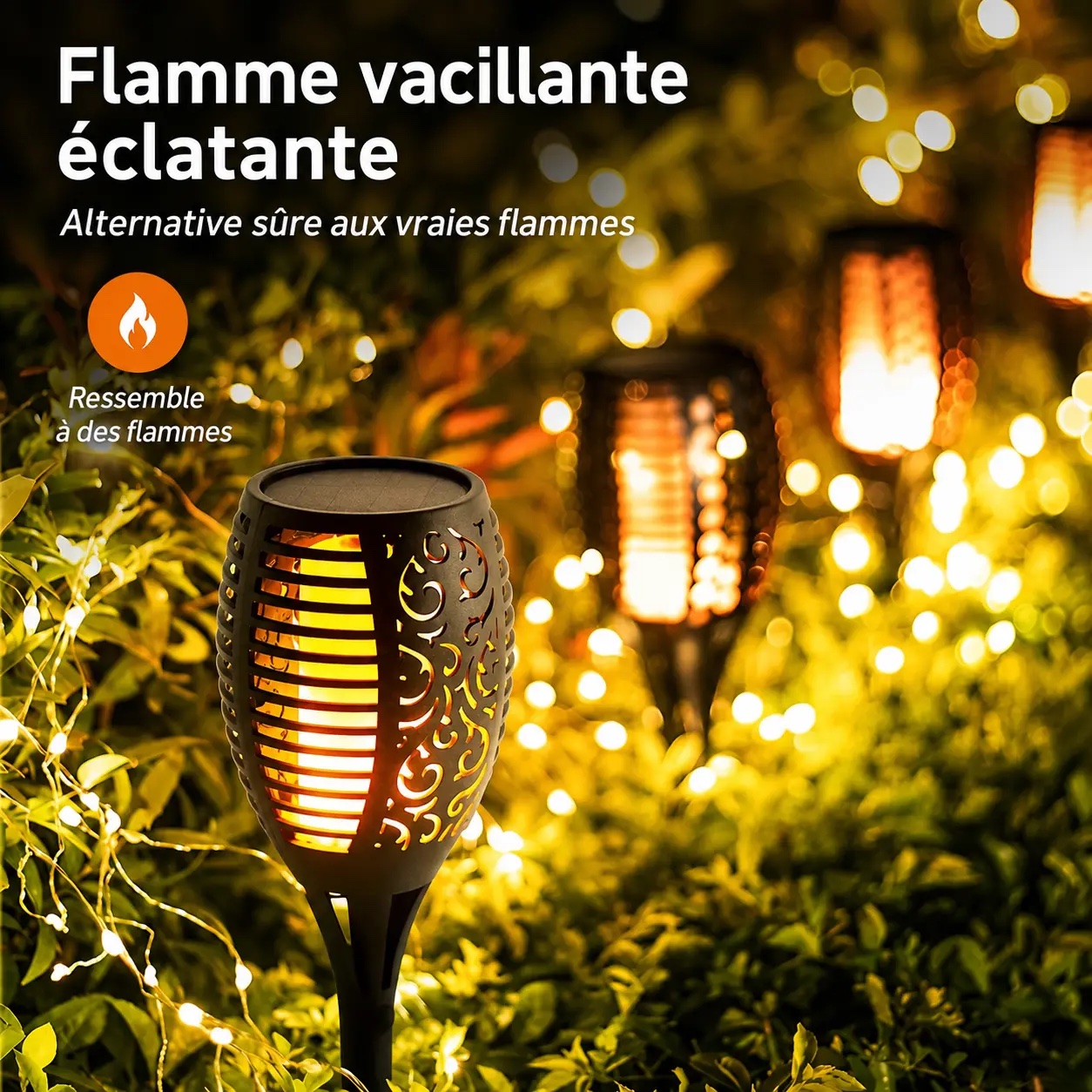 Lampe Solaire Flamme LED 12 Lumières – Image 3