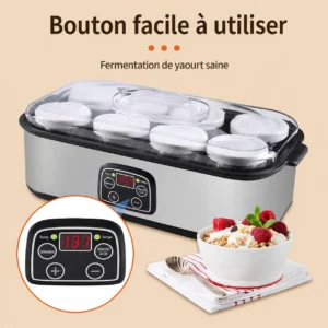 Yaourtière Électrique 1,4L avec 8 Pots — Température & Temps Réglables